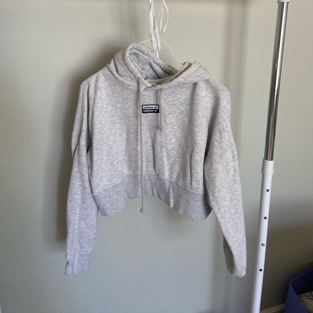 Adidas grey cropped hoodie